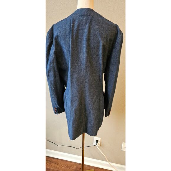 Vintage KORS -Michael Denim Blazer Jacket Leather Buttons Made in Italy Women 10 - Picture 8 of 12